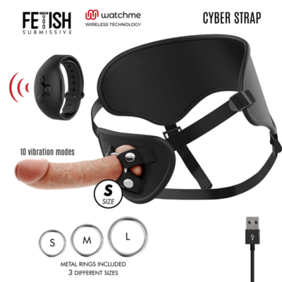 FETISH SUBMISSIVE CYBER STRAP – ARNÉS CON DILDO CONTROL REMOTO TECNOLOGÍA WATCHME S