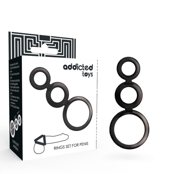 ADDICTED TOYS – SET ANILLOS PENE Y TESTÍCULOS – AHUMADO