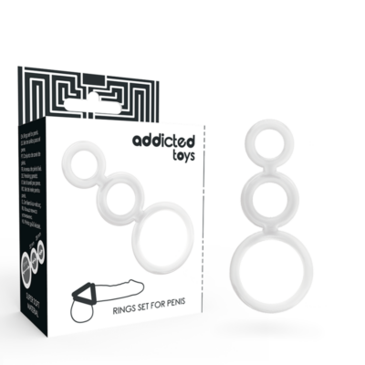 ADDICTED TOYS – SET ANILLOS PENE Y TESTÍCULOS CLEAR