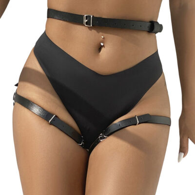SUBBLIME – ARNÉS CINTURA Y PIERNAS CUERO NEGRO TALLA ÚNICA