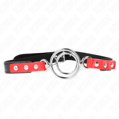 KINK – MORDAZA CON MÚLTIPLES JUNTAS TÓRICAS 4 / 4.8 CM ROJO AJUSTABLE 38 X 56 CM