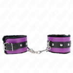 KINK – MUÑEQUERAS FORRADAS PREMIUM NEGRO CON CORREA VIOLETA / NEGRO AJUSTABLE 17-29 CM X 6 CM