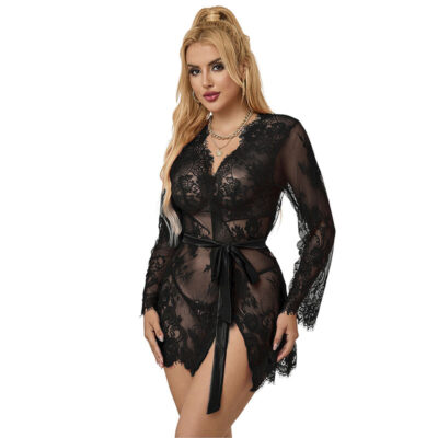 SUBBLIME – 953751 CAMISÓN DE ENCAJE + TANGA NEGRO S/M
