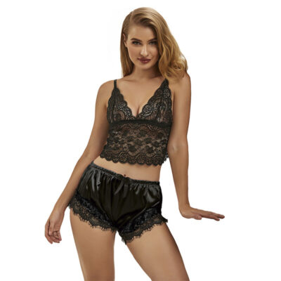 SUBBLIME – 953942 PIJAMA SEXY SATEN Y  ENCAJE NEGRO L/XL
