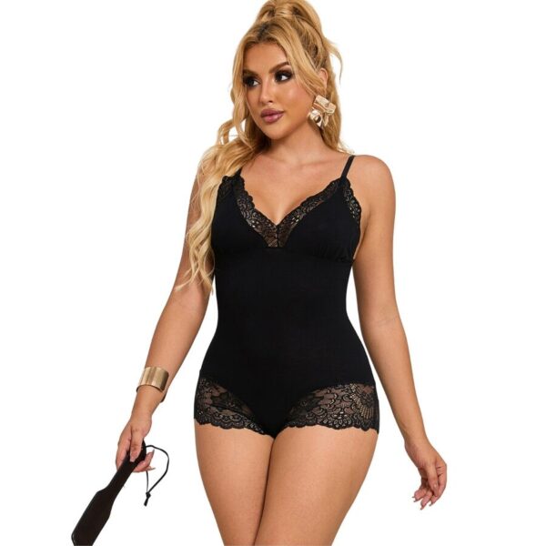 SUBBLIME – TEDDY DETALLE ENCAJE FLORAL NEGRO S/M